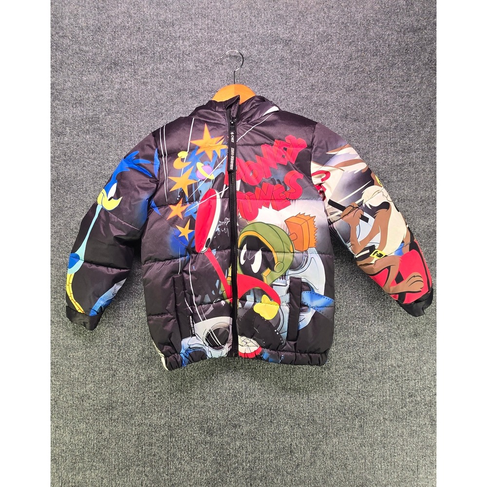 Members Only Looney Tunes Kids Puffer Jacket Marvin Bugs Bunny Black Size 5